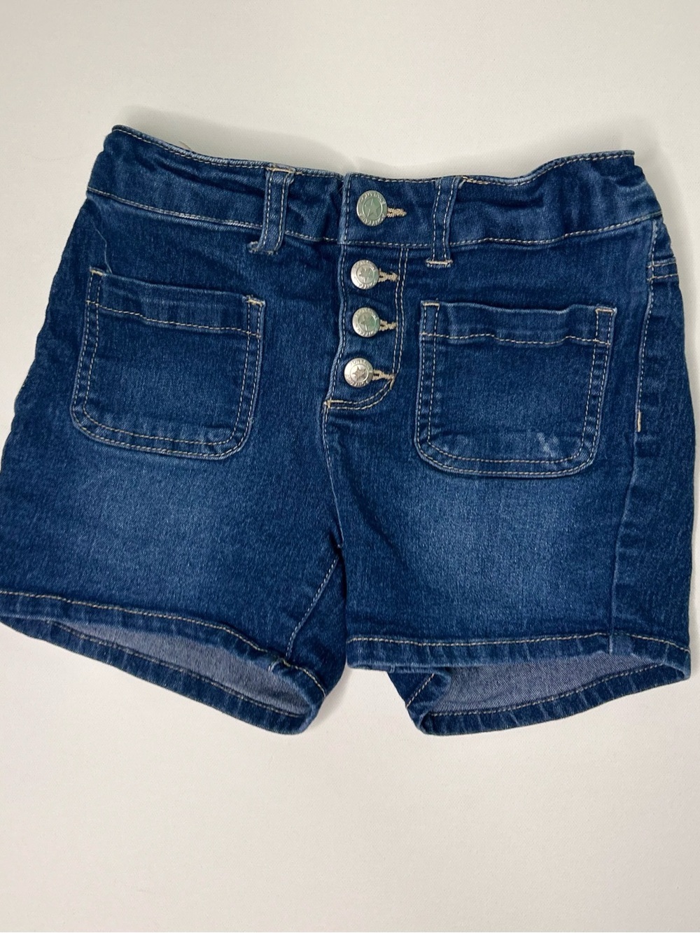 Girls' Dark Blue Denim Shorts with Front Buttons by Pony Tails 7